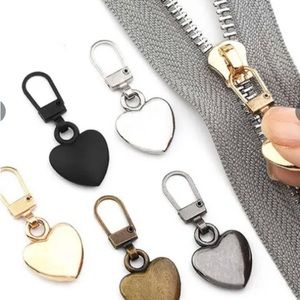 New assorted heart shaped zipper pulls